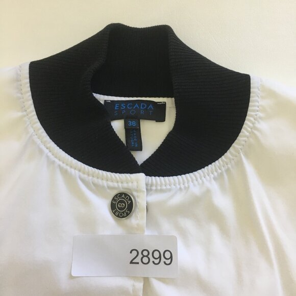 Escada Sport Bomber Jacket Womens Size 36 White Black Collar Balloon Sleeve - Picture 16 of 16